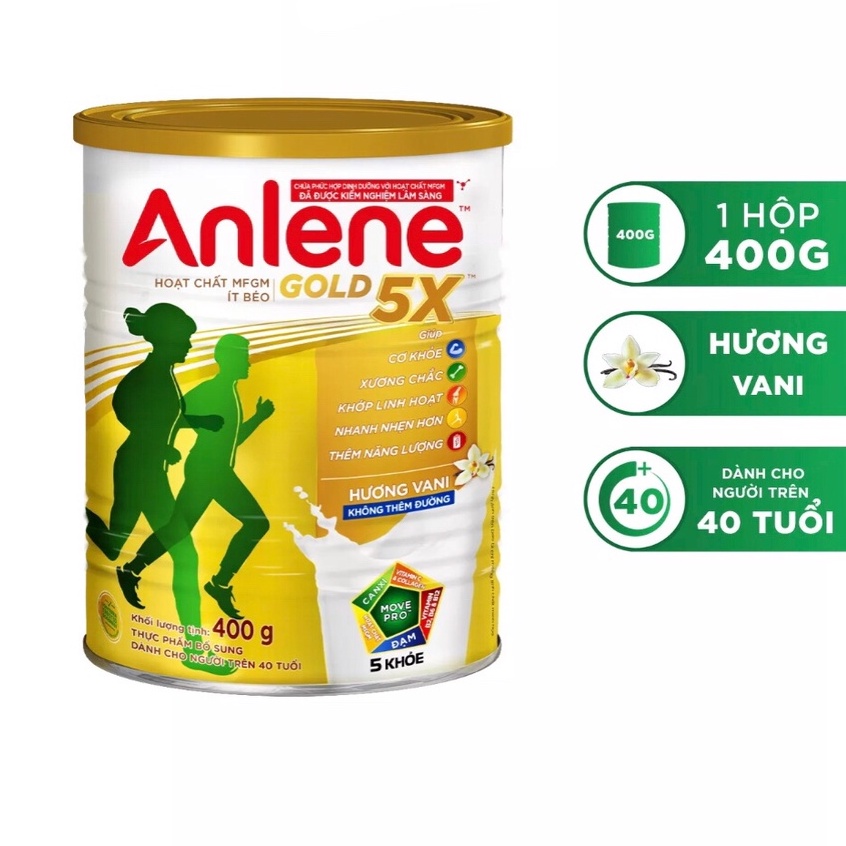 [HSD T3-2024] Sữa Bột Anlene Gold 5X hường vani - Lon 400g