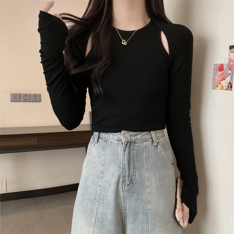 Áo len nữ SUXI ôm dáng tay dài màu trơn thời trang dễ phối đồ