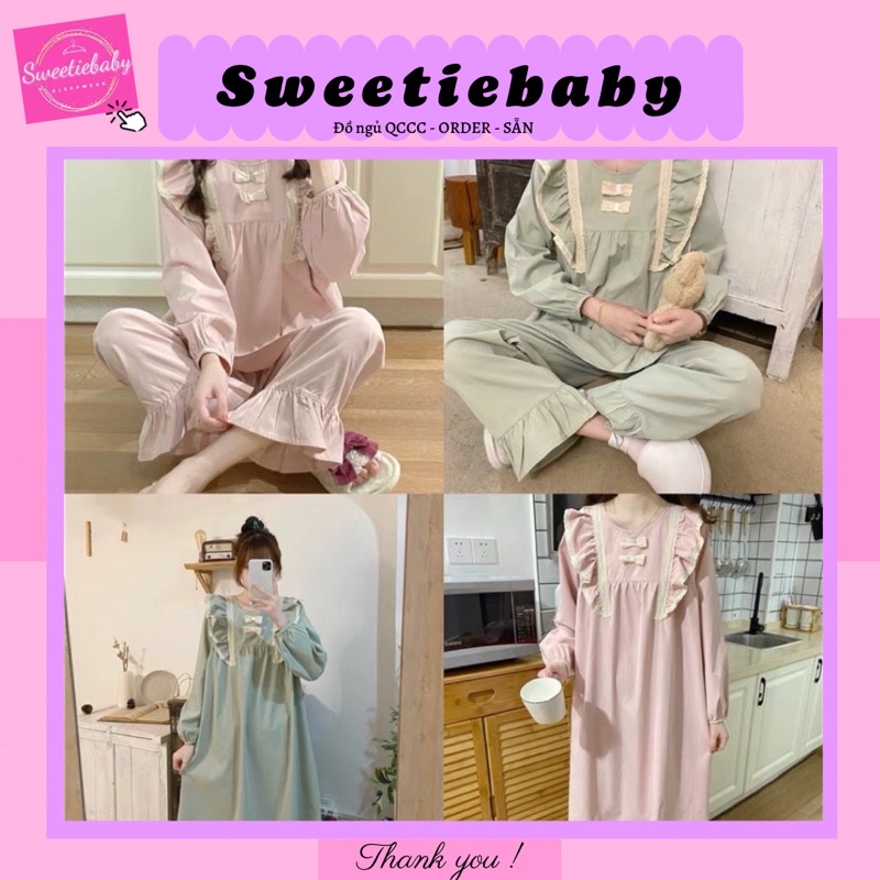 VÁY / BỘ MẶC NHÀ TIỂU THƯ ULZZANG NƠ NGỰC rẻ nhất shopee