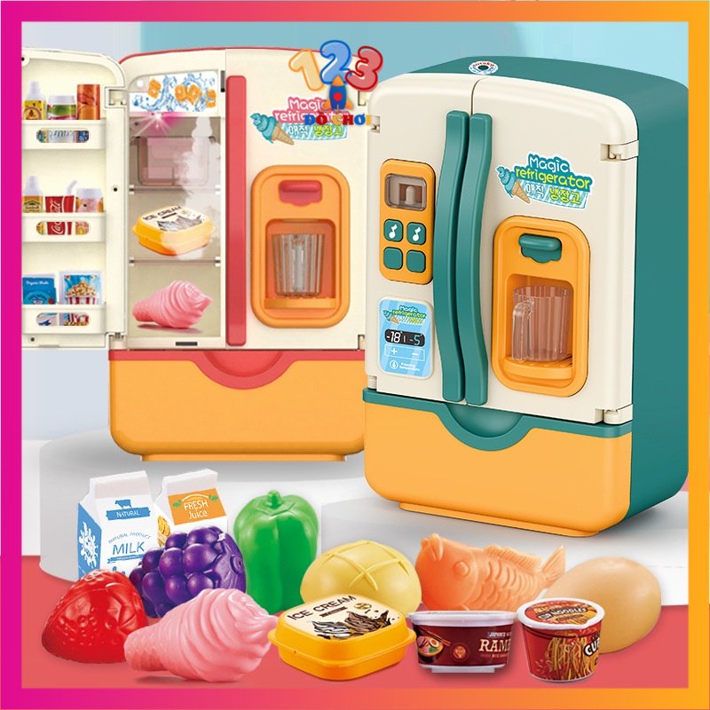 Tủ Lạnh Đồ Chơi Mini Vui Nhộn Dành Cho Bé ( Có Phun Sương Giống Thật )
