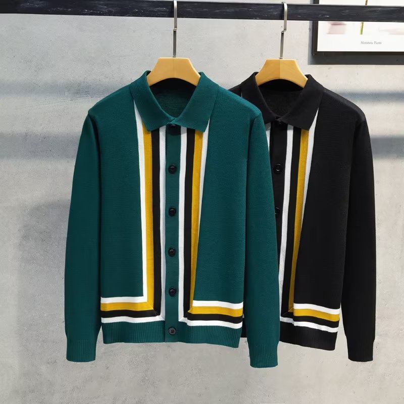 Áo Khoác Cardigan Dệt Kim Tay Dài Dáng Rộng Họa Tiết Kẻ Sọc Màu Sắc Tương Phản Thời Trang Nhật Bản 2022 Cho