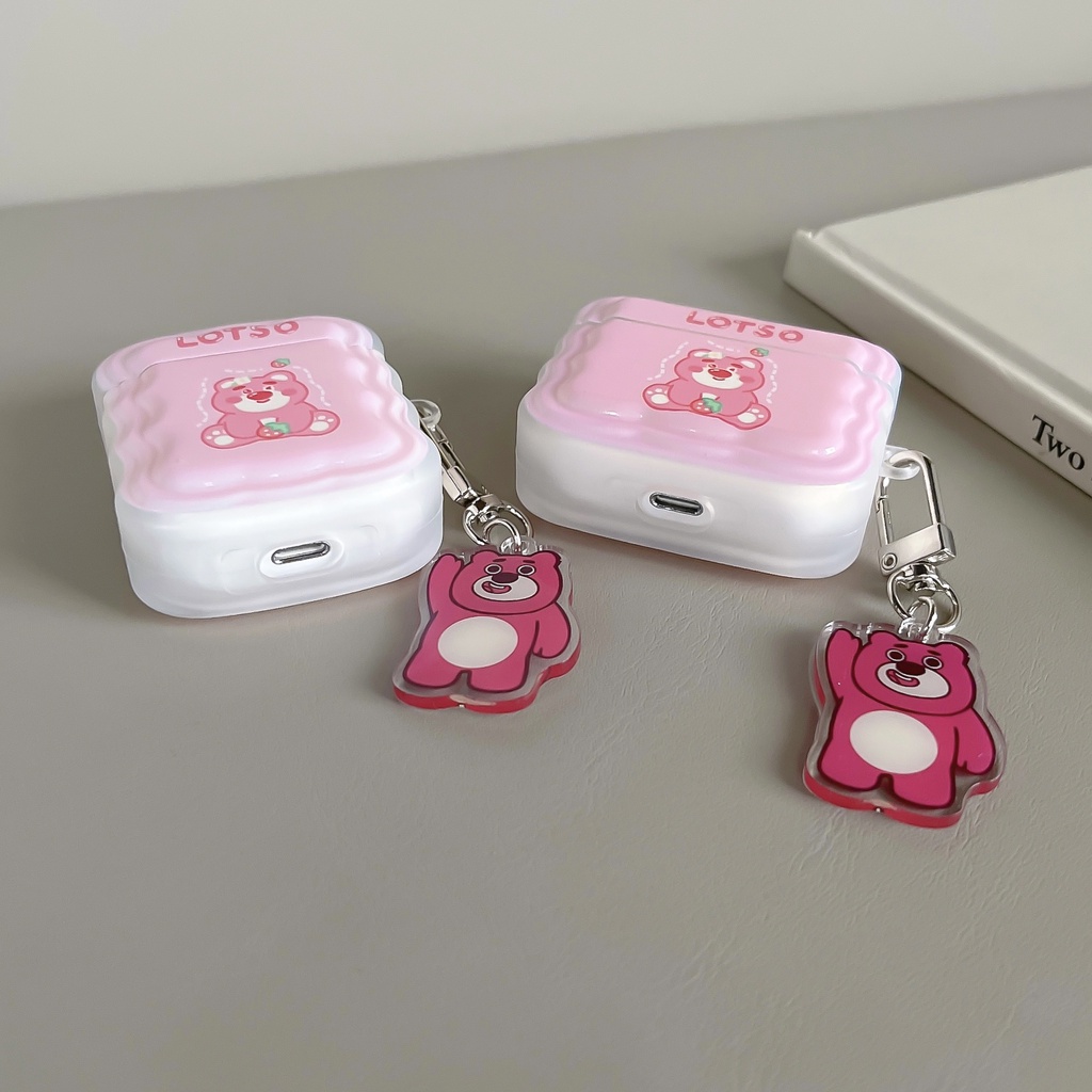 Vỏ Bảo Vệ Hộp Sạc Tai nghe không dây AirPods 1 2 pro 3 2021 gen3 Bằng TPU Dẻo Họa Tiết Hoạt Hình Chú Gấu & Dâu Tây Dễ Thương Chống