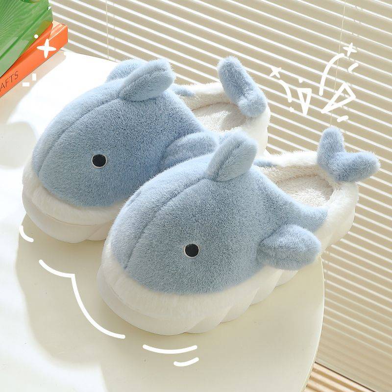 Dép đi trong nhà mùa đông  dép lông Dép Bông Đi Trong Nhà Đế Dày Chống Trượt Hình Cá Mập Dễ Thương