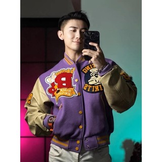 CÓ SẴN - Áo khoác bóng chày - varsityjackets tím cực đẹp - áo khoác cho cả nam và nữ - form crop - Chuẩn Trung - Mei