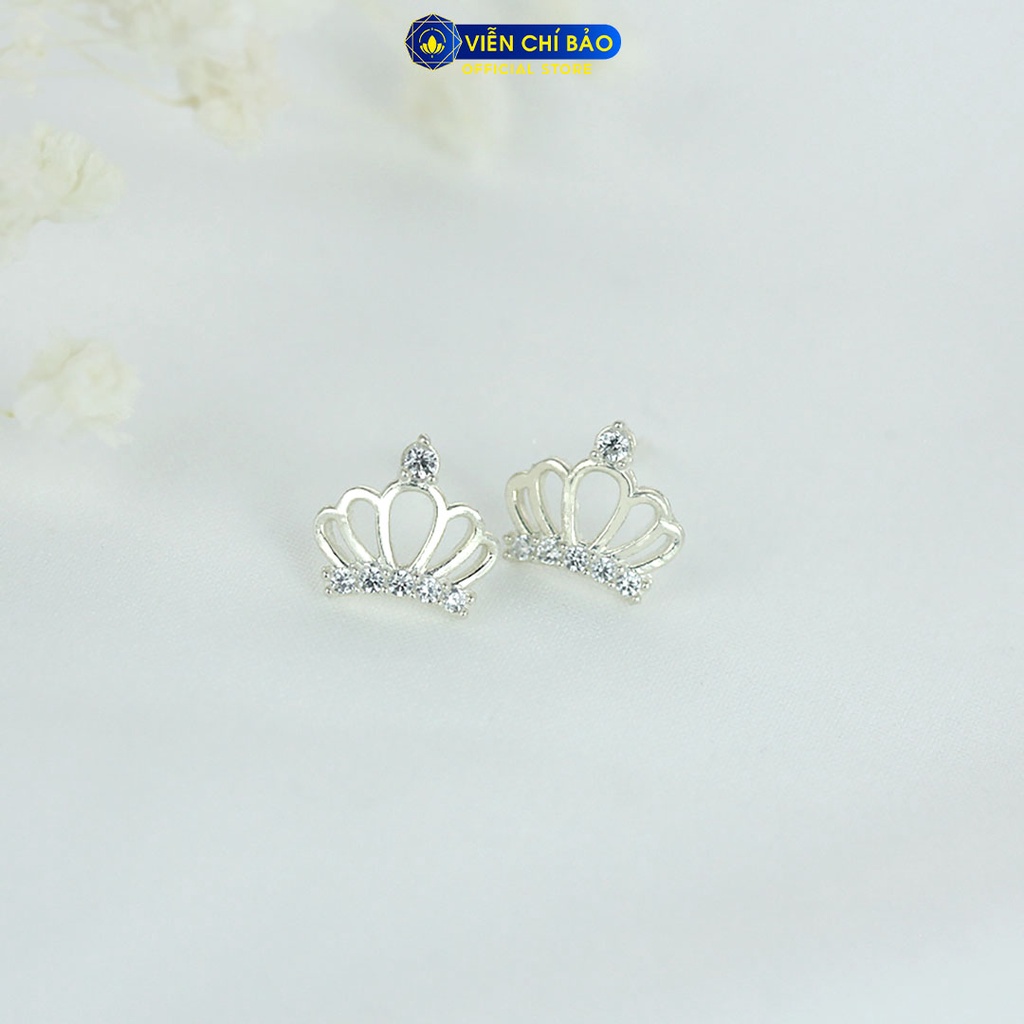 Khuyên tai bạc nữ vương miện mới chất liệu bạc 925 thời trang phụ kiện trang sức Viễn Chí Bảo E048