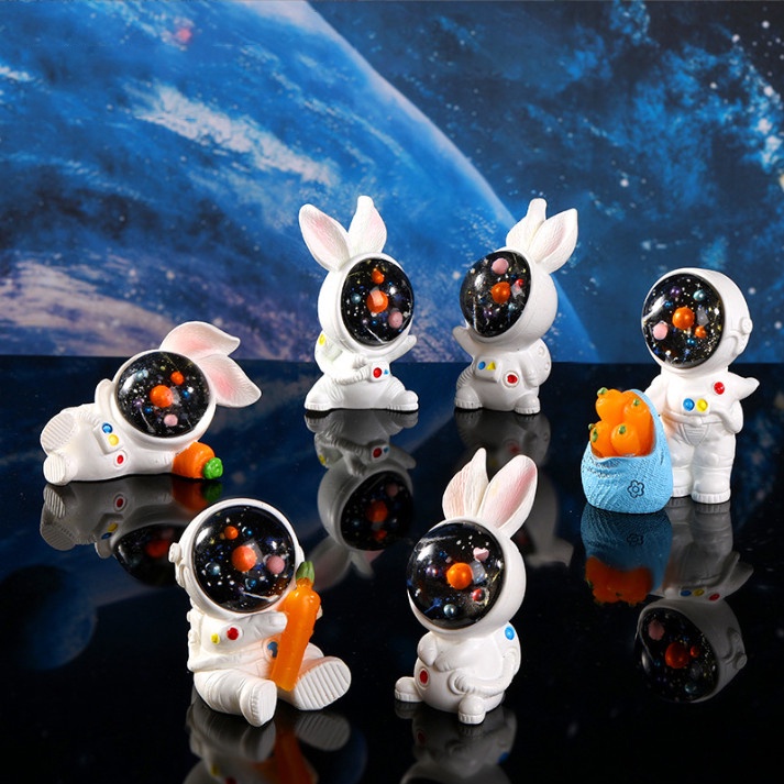 Decor bàn học bộ thỏ du hành vũ trụ bunny into the galaxy trang trí tiểu cảnh sân vườn