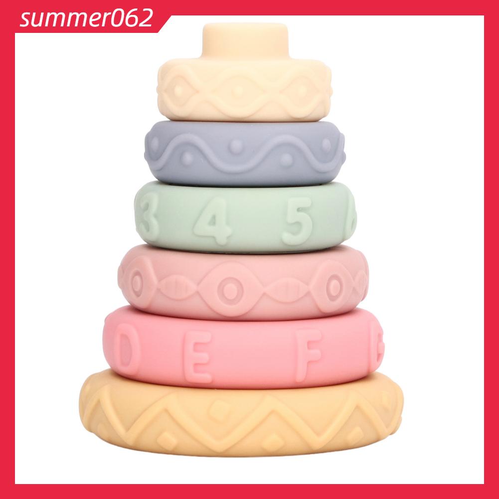 Summer062 Xếp chồng Vòng tròn làm tổ Đồ chơi xây dựng bằng nhựa Bộ xếp Kết nối với nhau Giáo dục sớm Học tập Tháp