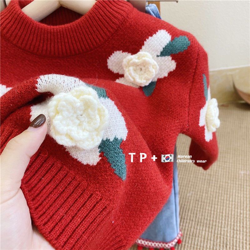 Áo Sweater Dày Chui Đầu Thời Trang Thu Đông 2022 Mới Cho Bé Gái MNJ2