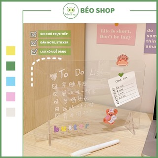 Bảng ghi chú trong suốt Béo shop bằng nhựa Acrylic kích thước 20*14cm decor bàn học làm việc tiện lợi SIZE VỪA
