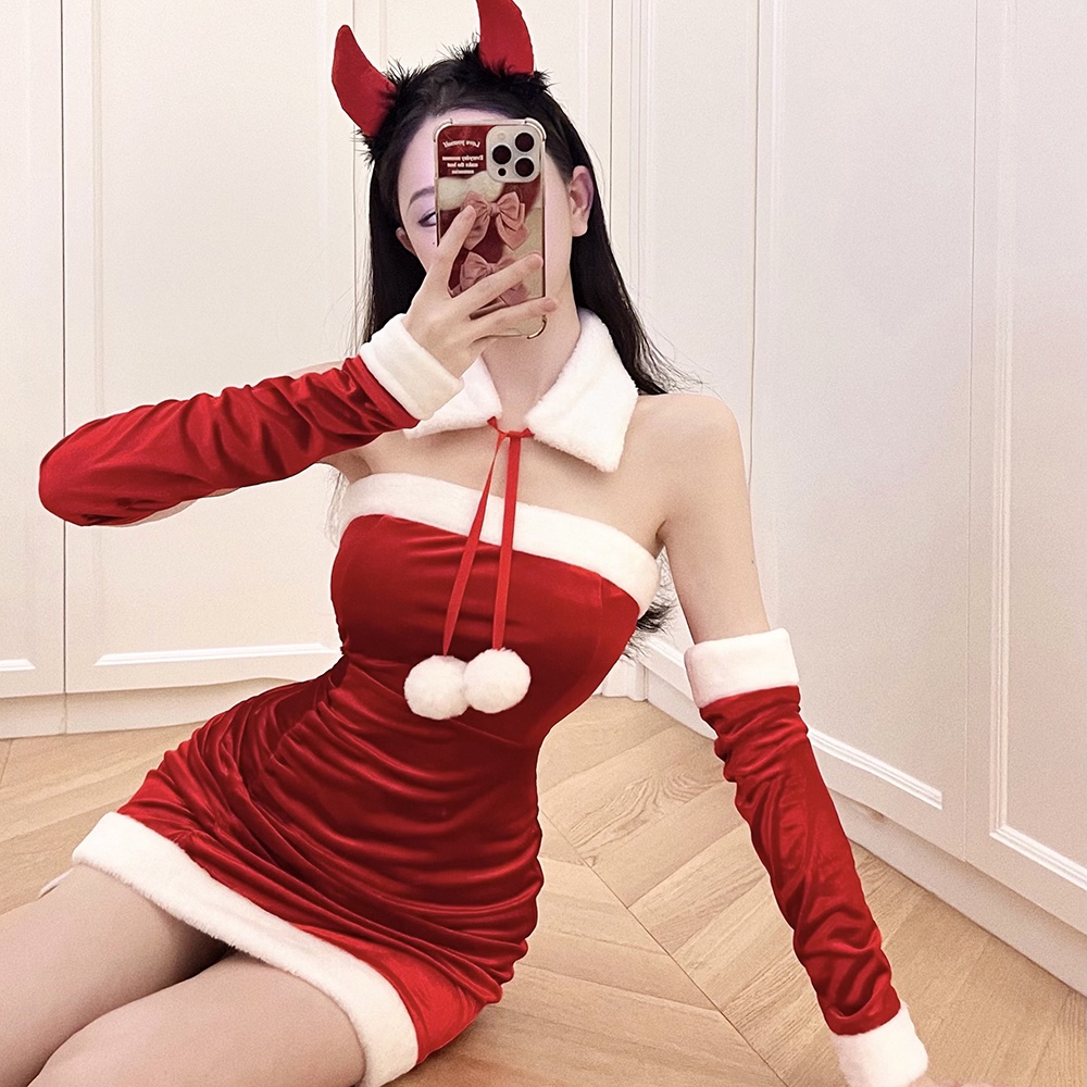 Đầm Ôm Dáng Phối Lông Xù Xinh Xắn Theo Phong Cách Thu Đông 2022 Dành Cho Nữ