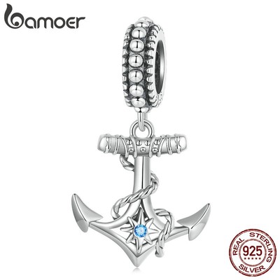 BAMOER Mặt Dây Chuyền Bạc 925 Hình Mỏ Neo Dễ Thương Dùng Làm Trang Sức Diy SCC2401