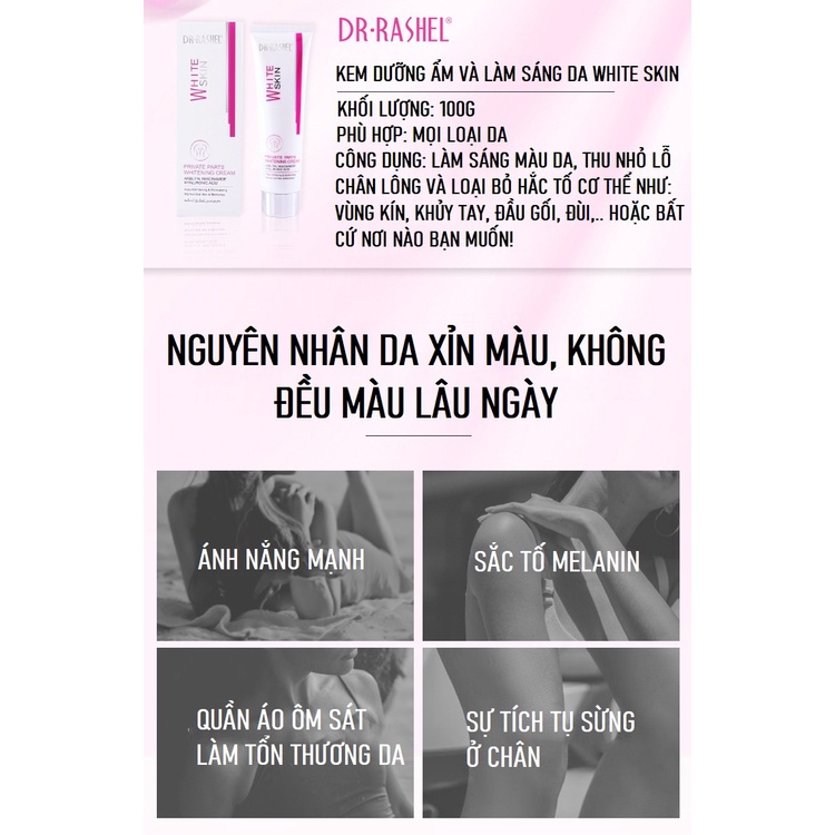 Kem Dưỡng Trắng Da DR.RASHEL WHITE SKIN, Dưỡng Trắng Da Mặt, Giảm Thâm Sạm Da Vùng Cánh Tay, Đầu Gối, Biki.ni
