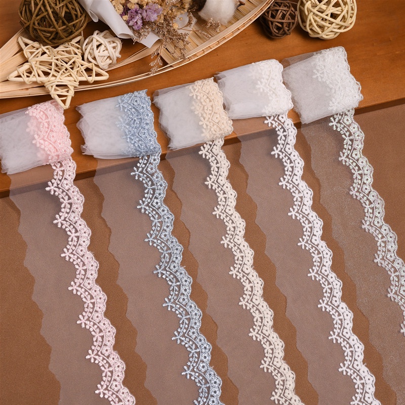 Cuộn Dây Ren Lưới Thêu Họa Tiết Xinh Xắn Dài 1M Nhiều Màu Sắc dây hoa trang trí ruy băng voan