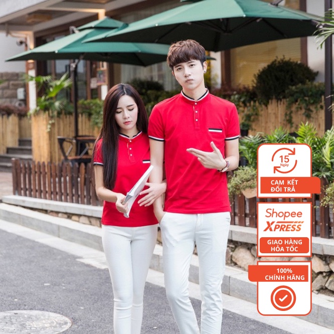 Áo Phông Cặp Đôi Nam Nữ Có Cổ