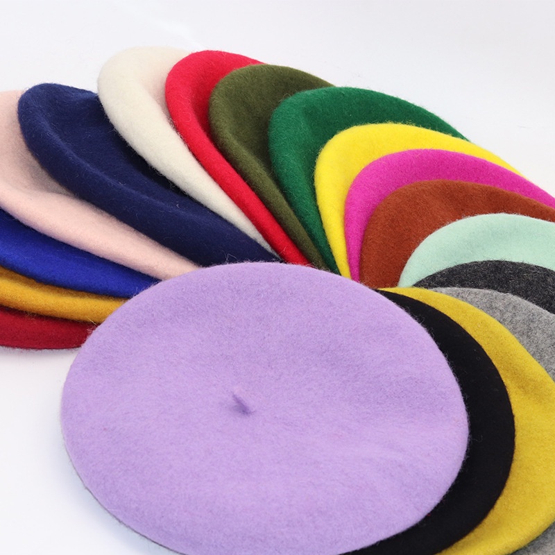 Mũ beret Len Màu Sắc retro Phong Cách Nhật Bản Cho Nữ