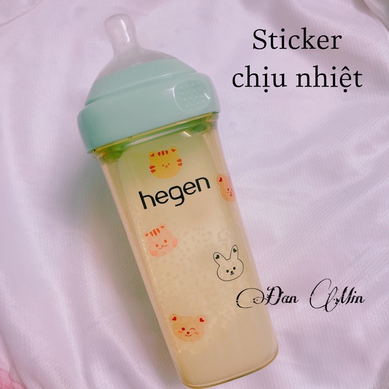 Sticker dán bình sữa, máy tiệt trùng, đồ dùng cho bé. Stick Gấu- hổ- thỏ dán bình sữa cho bé