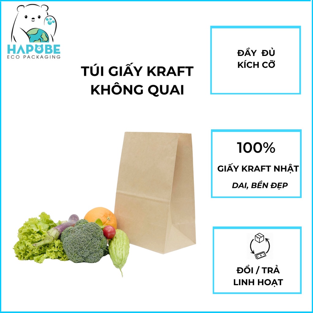 Túi giấy kraft không quai nhiều kích cỡ