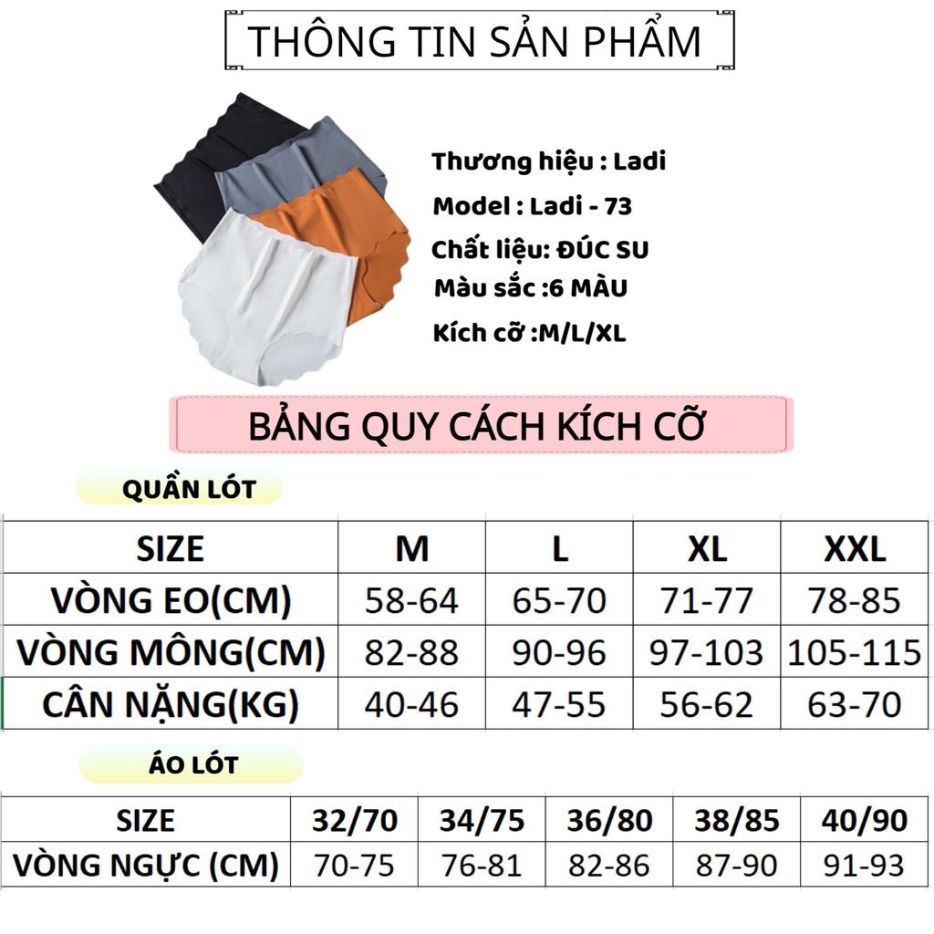 Quần Lót Đúc Su Cạp Cao Thun Lạnh Không Đường May Viền Ladi-73