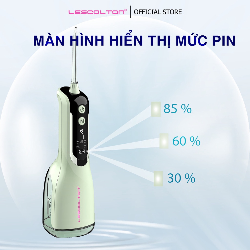 Máy tăm nước cầm tay mini cao cấp Lescolton vệ sinh răng miệng, làm sạch sâu, loại bỏ các mảng bám kẽ răng