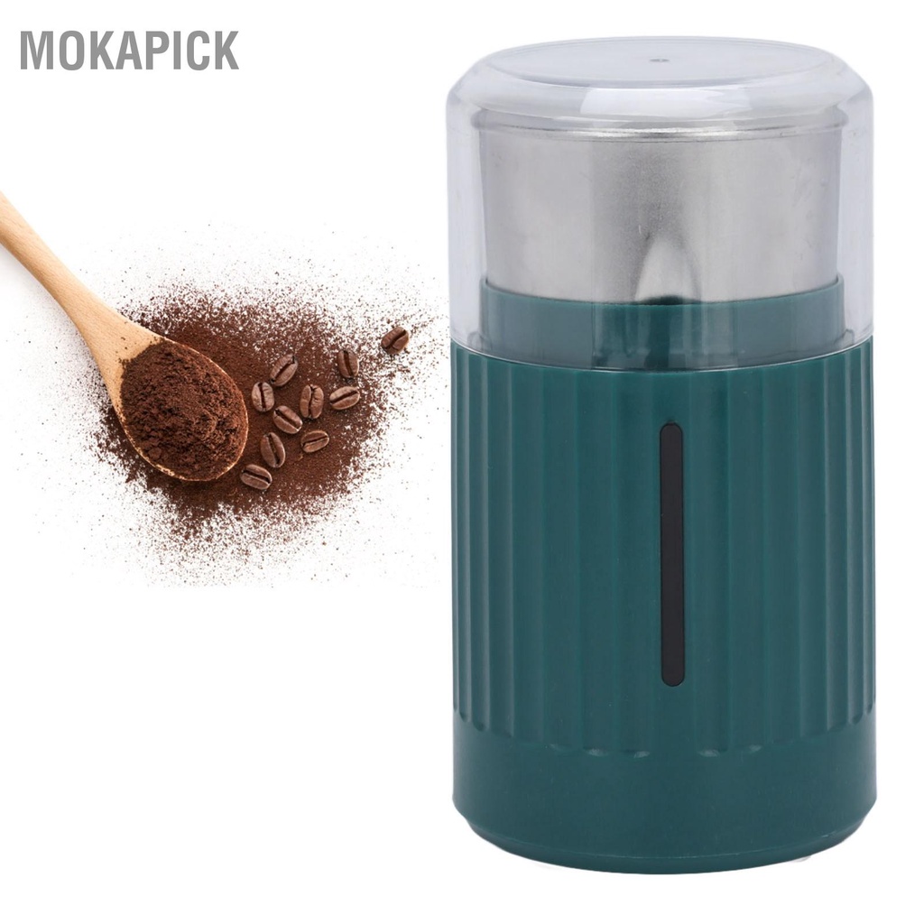 Mokapick Máy xay cà phê 200W hạt bằng thép không gỉ 50ML gia vị có đo đếm cho văn phòng Ngũ cốc xanh EU Cắm 220V