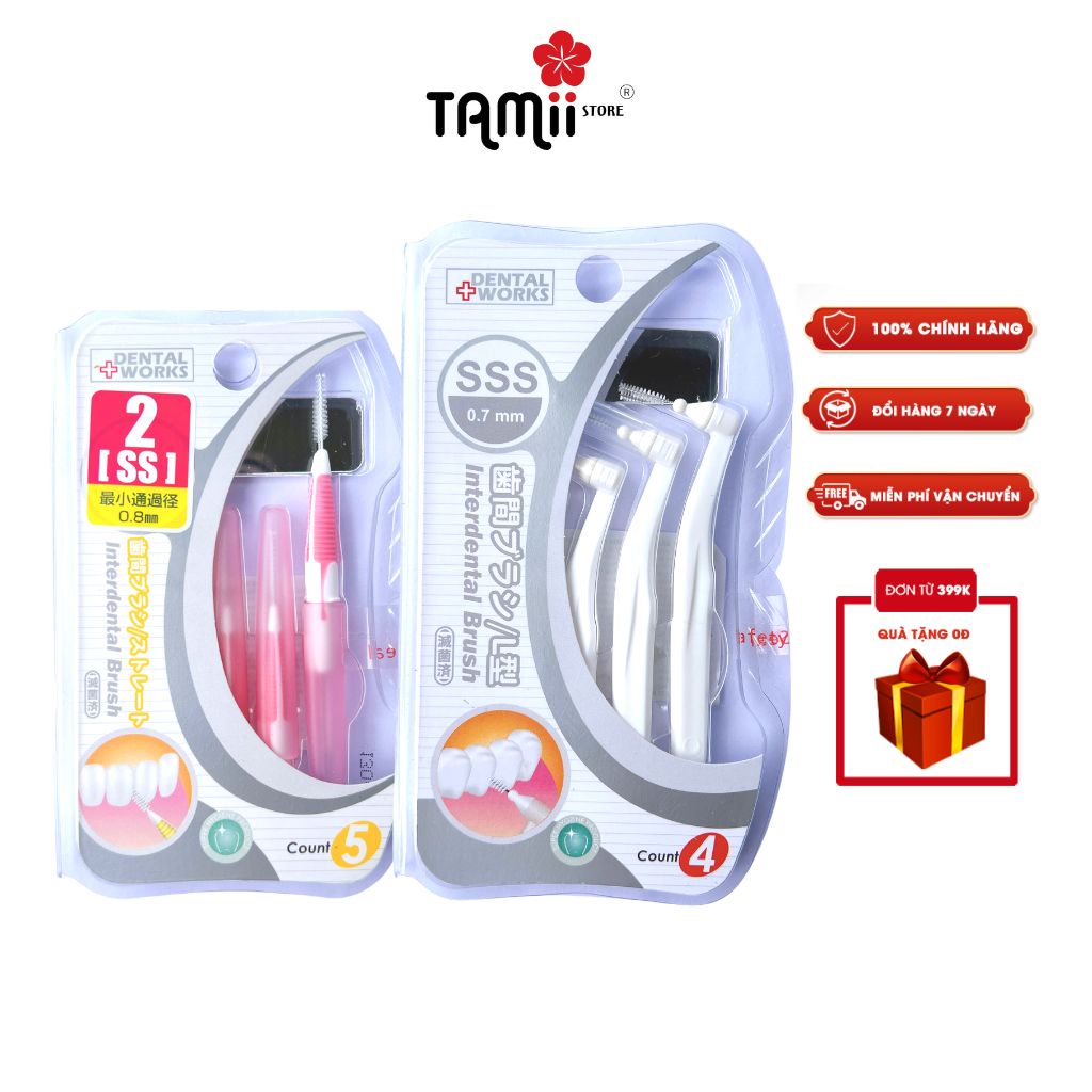 Bàn Chải Kẽ Răng OKAMURA Dental Works DW-864 5 cái/DW-XD02 4 cái Giúp Làm Sạch Kẽ Răng Và Bảo Vệ Răng Miệng