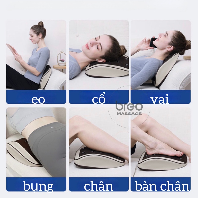 Gối massage cổ vai gáy hồng ngoại 20 bi - Có gối lưng thoải mái, an toàn cho người sử dụng - bảo hành 12 tháng
