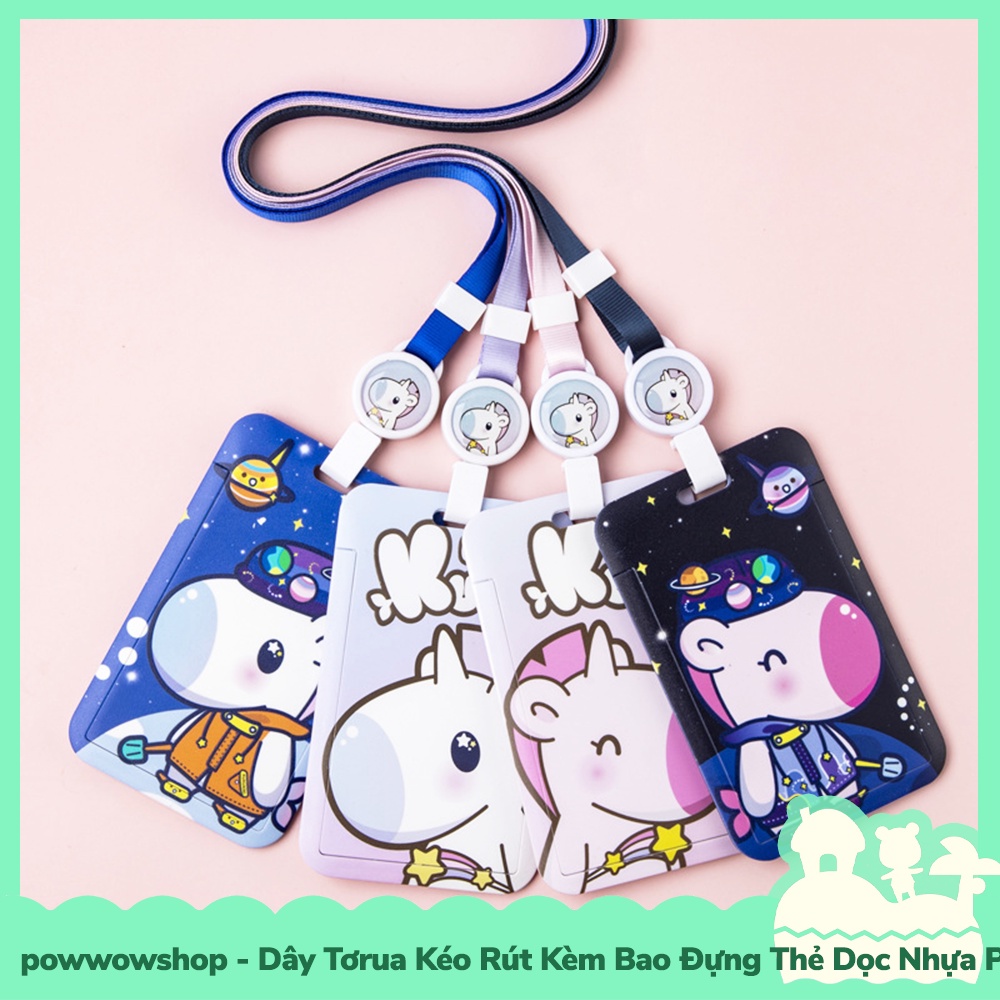 [Sẵn VN - Hỏa Tốc] Dây Vải Tơrua Kéo Rút Kèm Bao Đựng Thẻ Nhân Viên Dọc Nhựa PC Phong Cách Unicorn Color B&amp;G