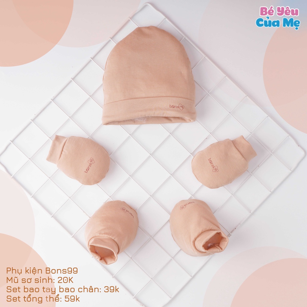 Set nón bao tay bao chân sơ sinh cho bé bons99 chính hãng - ảnh sản phẩm 6