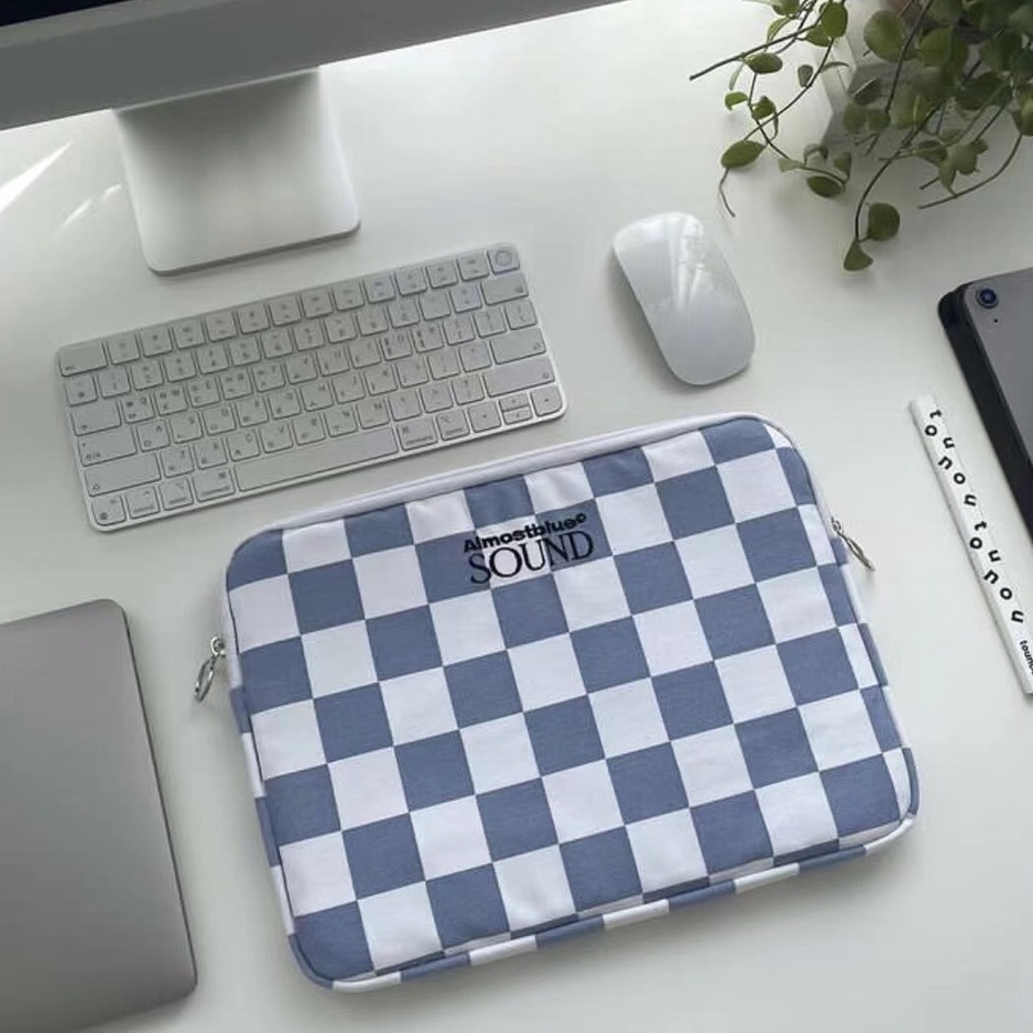Túi Đựng laptop 10 13 14inch Họa Tiết Sọc Caro Thời Trang Hàn Quốc