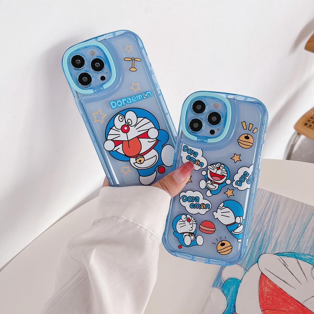 Ốp Điện Thoại Họa Tiết Doraemon Ẩn Kèm Giá Đỡ Ống Kính Dành Cho IPhone 14promax 14 13promax 13 12 11