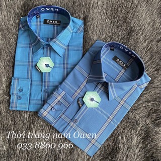 OWEN - Áo Sơ mi dài tay Owen Regular fit chất sợi bạc hà kẻ ca rô xanh