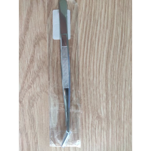 Nhíp gắp inox mũi cong, đầu cong 16cm, mấu gắp có răng, kẹp gắp có răng 16cm inox, thủy sinh, y tế, nha khoa