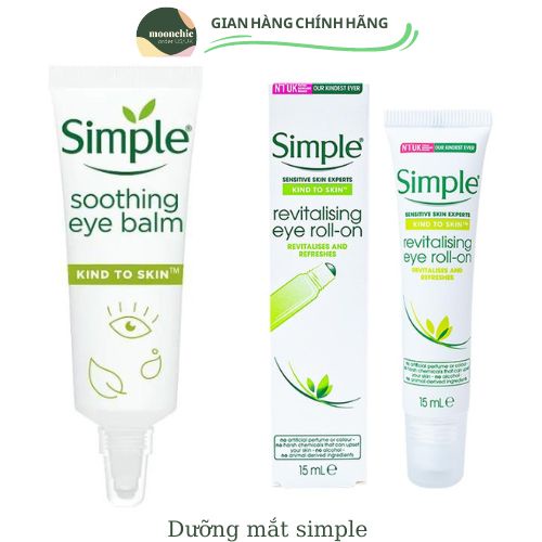 Kem dưỡng mắt cấp ẩm Simple Face Soothing Eye Balm/Eyes Revitalising Eye Roll-On15ml
