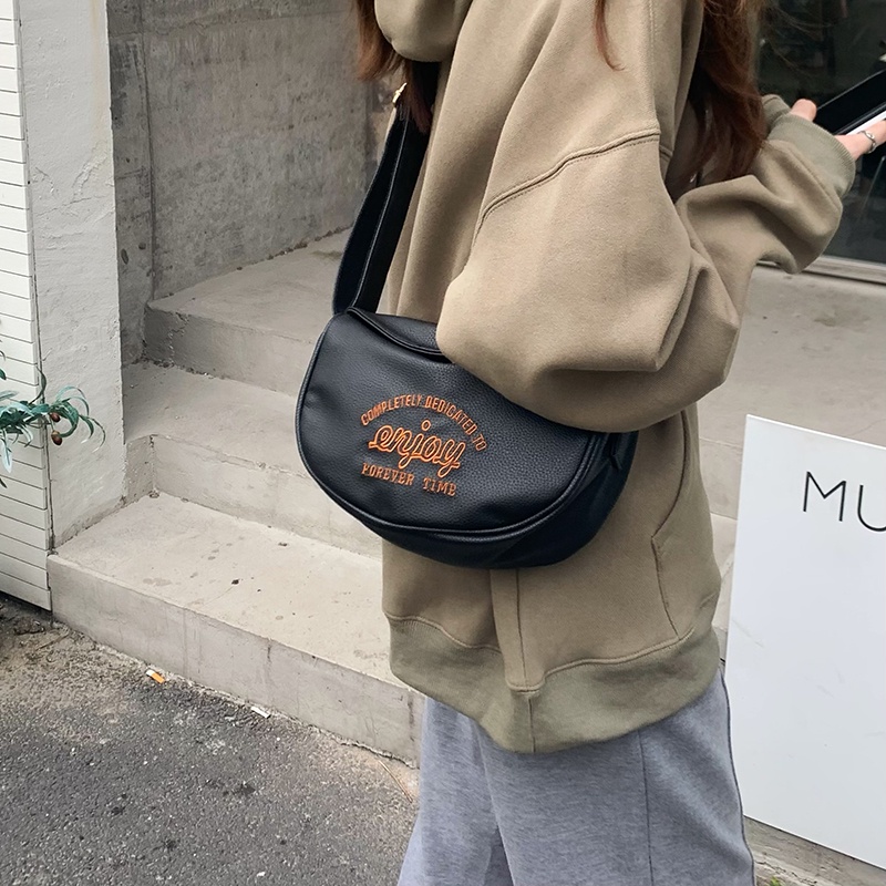 Túi Đeo Vai Màu Trơn Thêu Họa Tiết Thời Trang Cao Cấp Cho Nữ