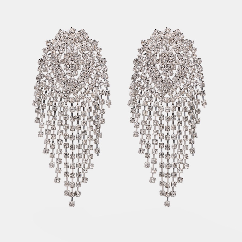 Bông Tai Giọt Nước Dáng Dài Đính Đá resin Trắng Phong Cách Âu Mỹ Bán Nhanh Chóng Và Bán Xuyên Biên Giới Bán Chạy