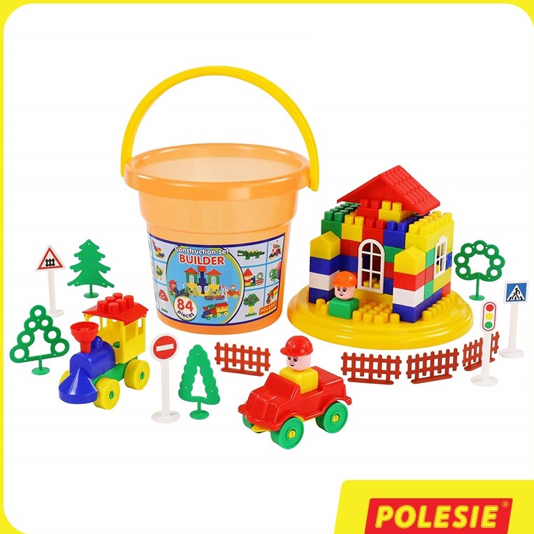 Bộ đồ chơi lắp ghép xây dựng kèm xô Maxi 84 chi tiết – Polesie Toys