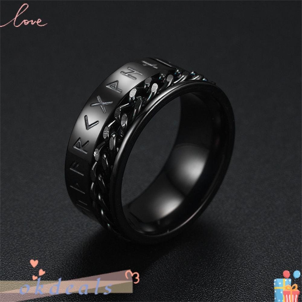 Nhẫn Thép Titan Giảm Căng Thẳng Phong Cách Hip Hop Gothic