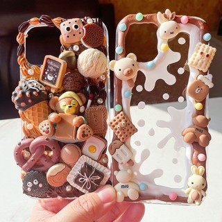 [ Tặng Đầu Bắt Keo ] Charm xinh Phụ Liệu Làm Ốp Lưng Handmade Tone Nâu Iphone Samsung