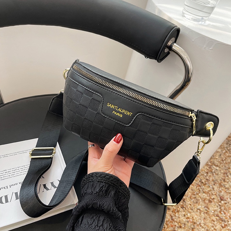 Túi đeo chéo IELGY dáng nhỏ họa tiết kẻ sọc ca rô phong cách Hàn Quốc thời trang dành cho nữ