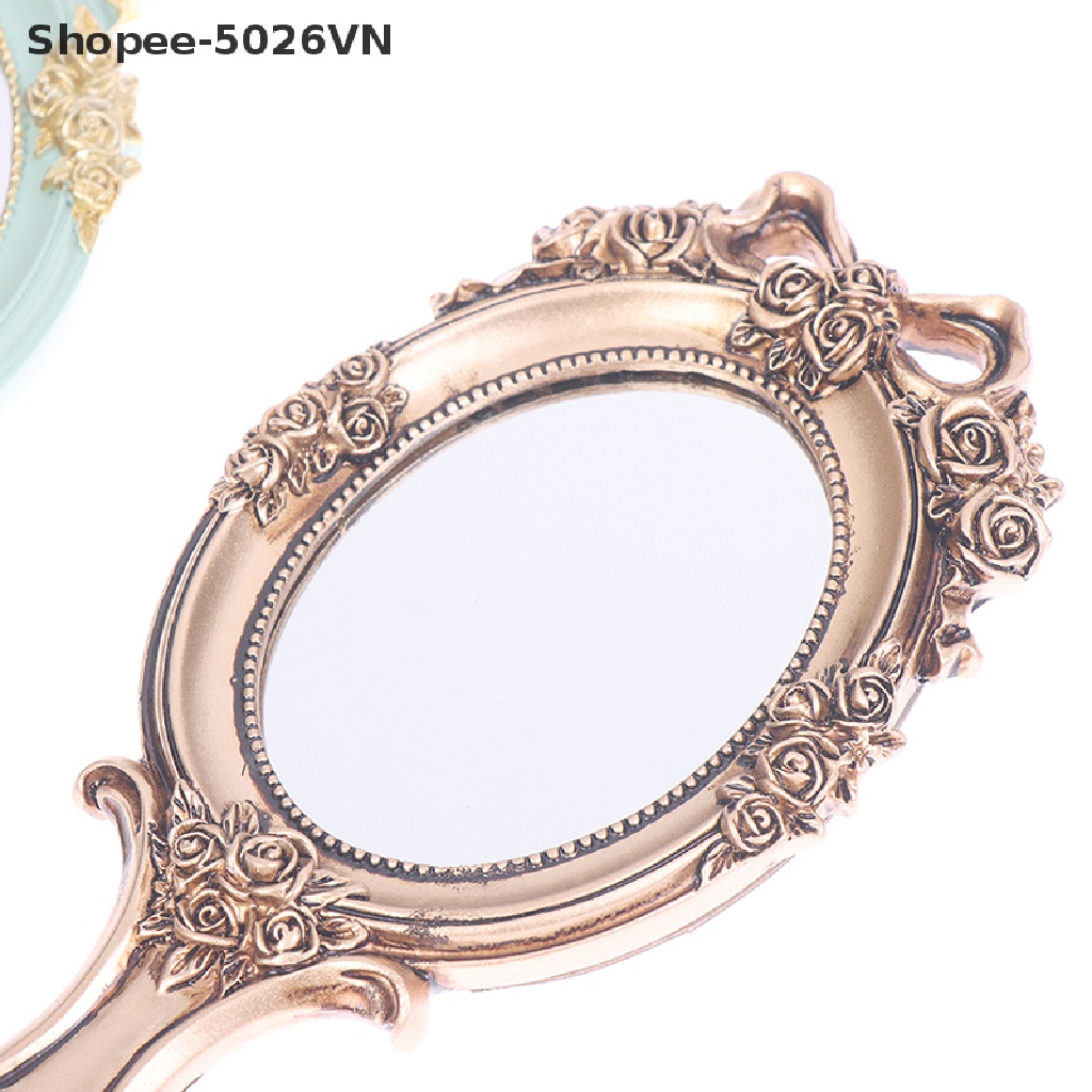 Gương Trang Điểm Cầm Tay Hình Chữ Nhật Phong Cách Vintage Sáng Tạo