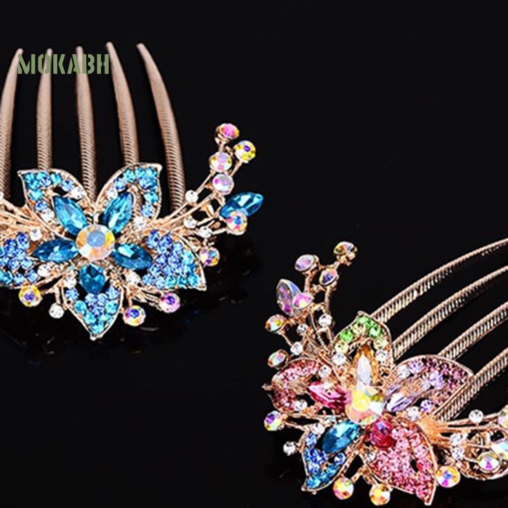 Lược Cài Tóc Hình Hoa Đính Đá Trang Nhã Cho Nữ