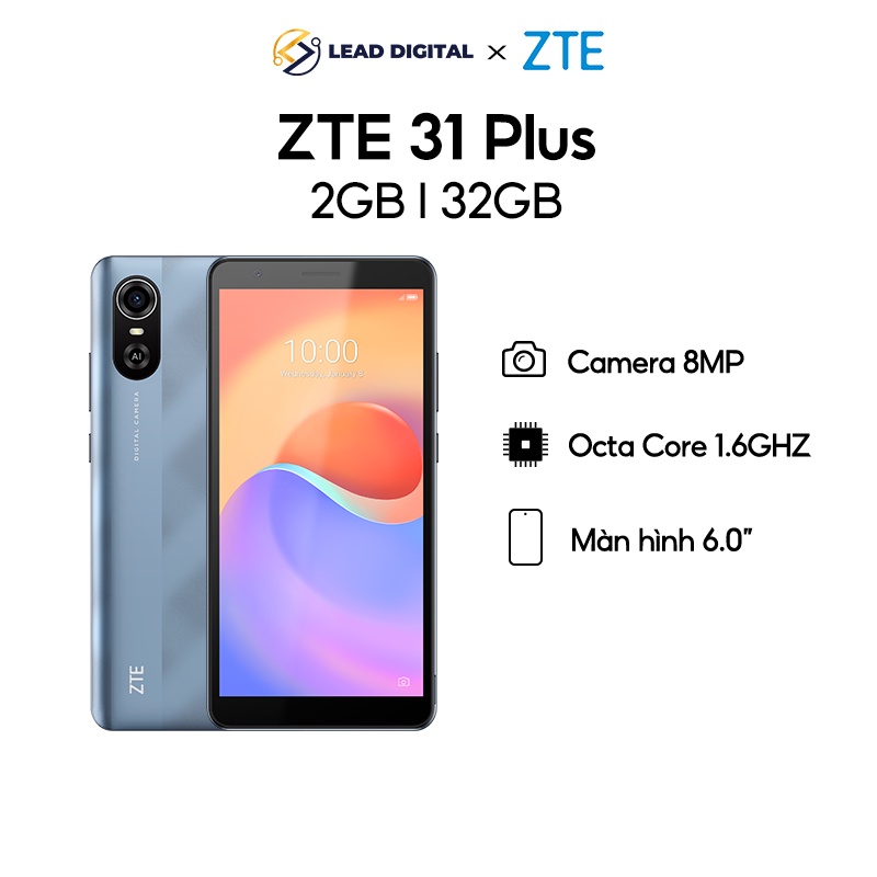 Điện Thoại ZTE Blade A31 Plus 2GB l 32GB l Màn Hình 6 Inch l Android 11 Go