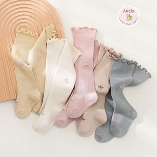 Vớ tất dài cổ bèo mẫu hoa dành cho bé