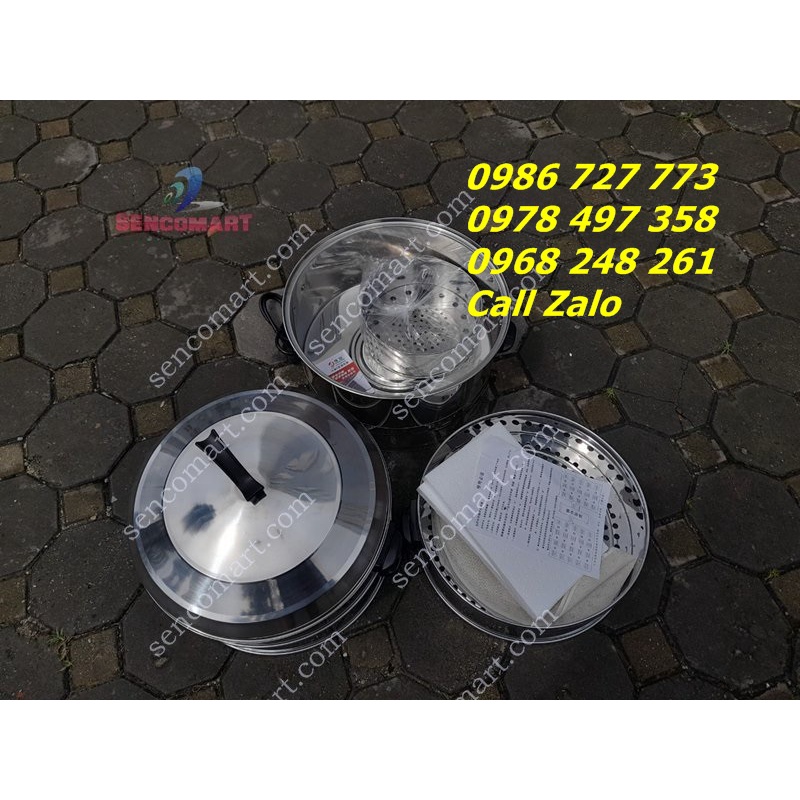 Bộ xửng hấp bằng điện 3 tầng 47cm, hấp chín bánh bao, hấp thịt, hấp cá