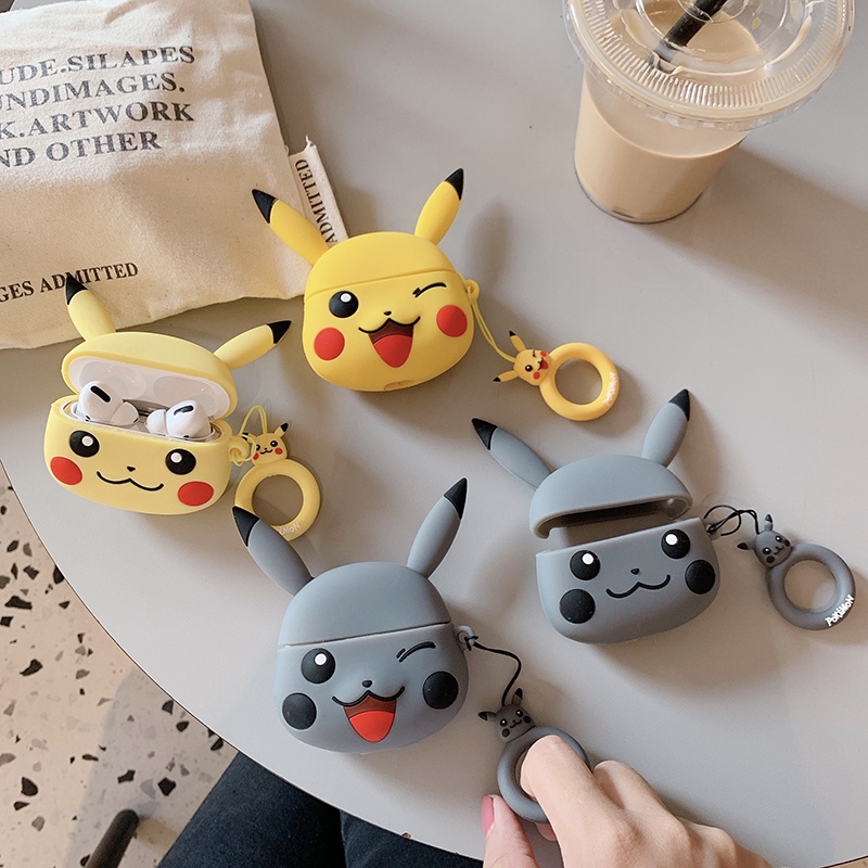 Vỏ Bảo Vệ Hộp Sạc Tai Nghe Airpods Pro 2 3 1 Bằng Silicon Họa Tiết Hoạt Hình Pikachu Pokemon Dễ Thương