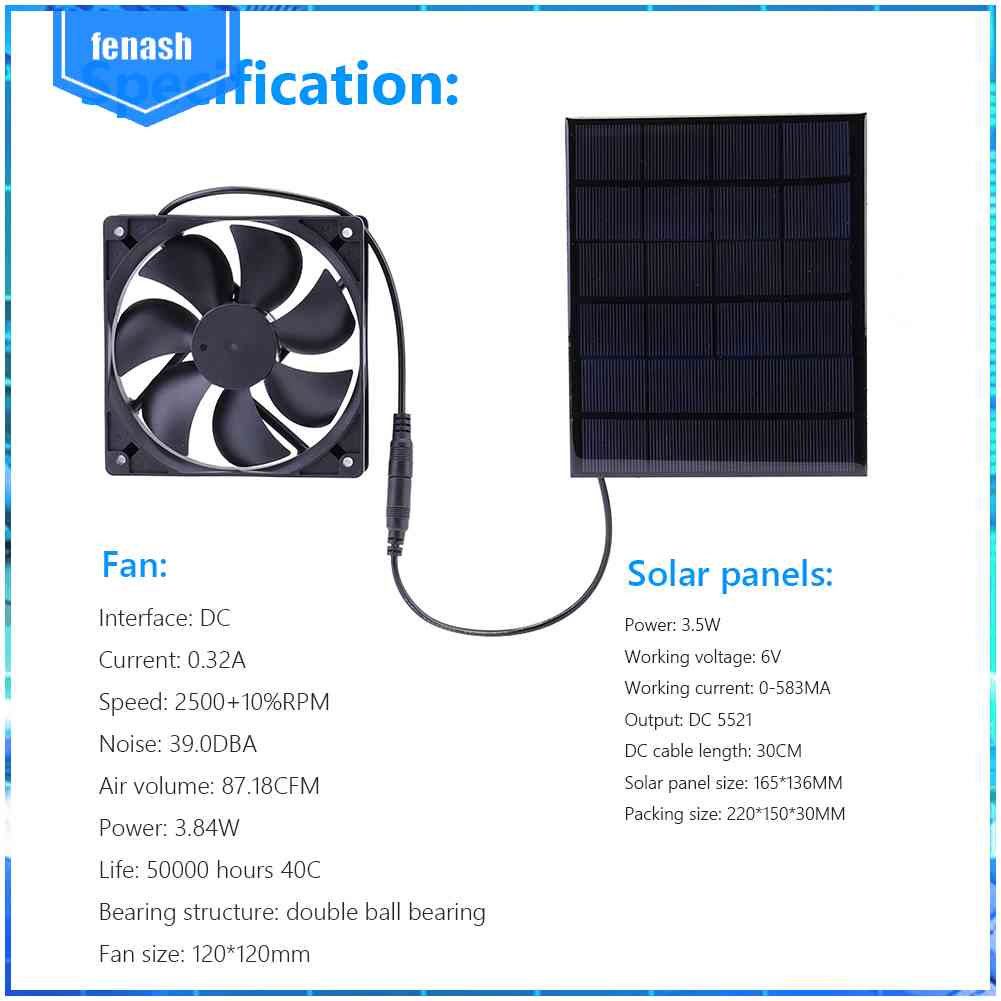 Bộ Bảng Điều Khiển Năng Lượng Mặt Trời 5W 6V Kèm Quạt Tản Nhiệt USB Cho Nhà Gà