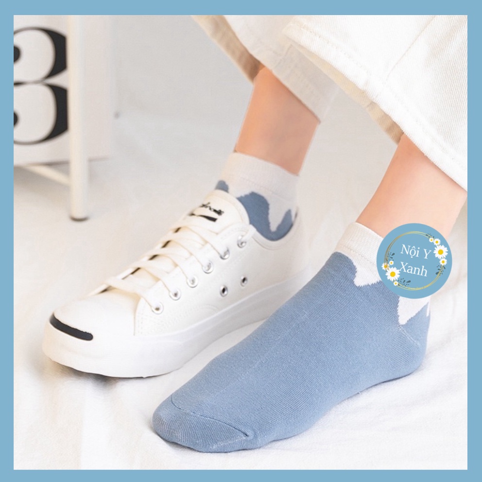 Tất Caro cổ ngắn giới tính chất vải cotton co và giãn bốn chiều thoáng khí tt7 nội y xanh, chất ấm, thoáng khí