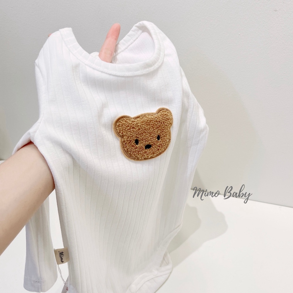 Bộ bodychip đính gấu chất liệu thun gân siêu dễ thương cho bé QA37 Mimo Baby