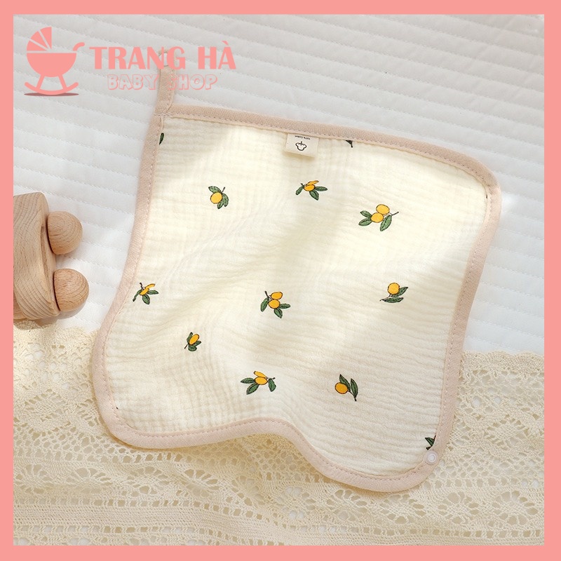 Khăn Yếm Cotton Có Cúc Bấm Mềm Mại Họa Kiểu Dánh Hàn Quốc Cho Bé Từ 0 Tháng Tuổi