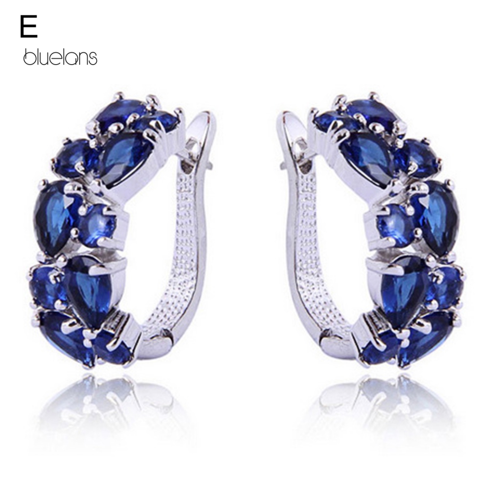 1 Đôi Bông Tai Tròn Đính Đá Nhiều Màu Sắc Phong Cách Âu Mỹ Thời Trang Cho Nữ